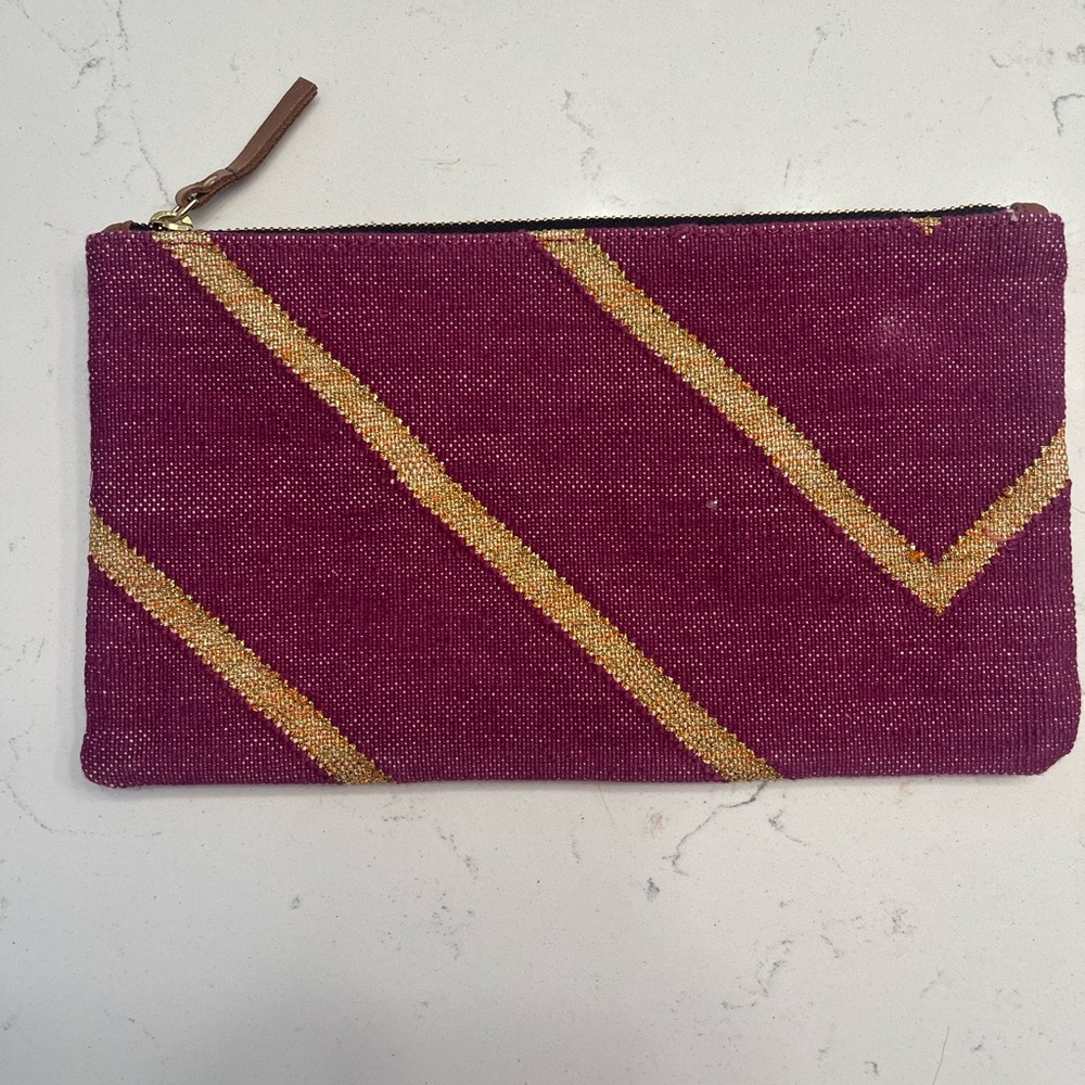 Boho purple and gold clutch or travel pouch